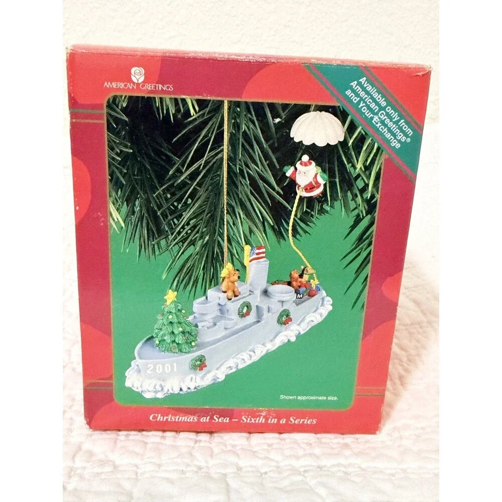 RARE 2001 AG Carlton Cards Christmas at Sea 6th in series Military Ship Ornament